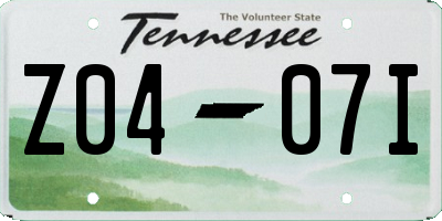 TN license plate Z0407I