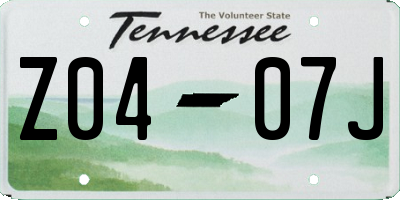 TN license plate Z0407J