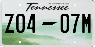 TN license plate Z0407M
