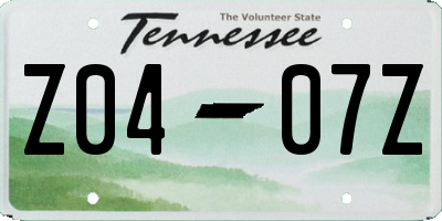 TN license plate Z0407Z