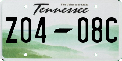 TN license plate Z0408C