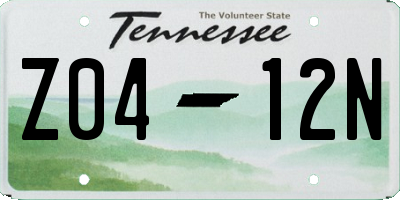 TN license plate Z0412N