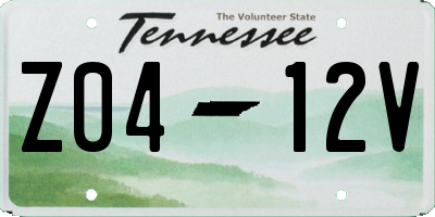 TN license plate Z0412V