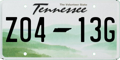 TN license plate Z0413G