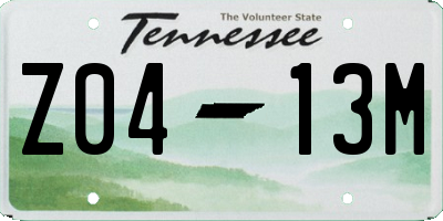 TN license plate Z0413M