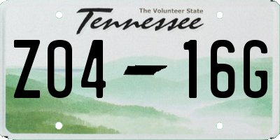 TN license plate Z0416G