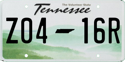 TN license plate Z0416R