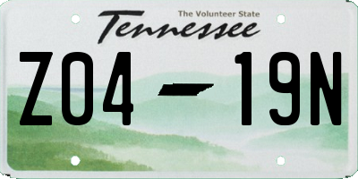 TN license plate Z0419N