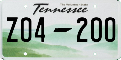 TN license plate Z0420O