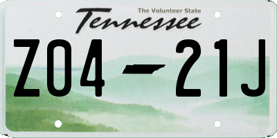 TN license plate Z0421J