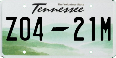 TN license plate Z0421M