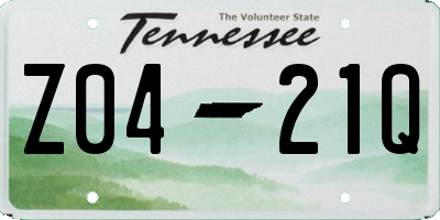 TN license plate Z0421Q