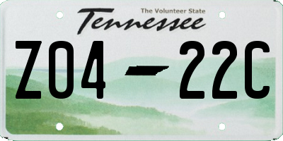 TN license plate Z0422C