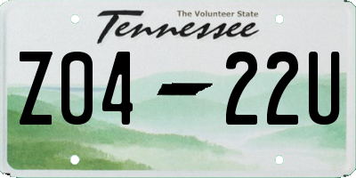 TN license plate Z0422U