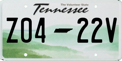 TN license plate Z0422V