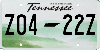 TN license plate Z0422Z