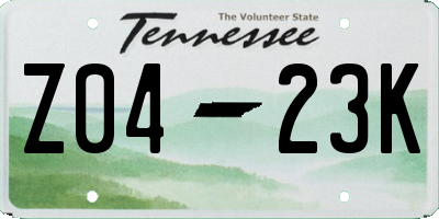 TN license plate Z0423K