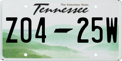 TN license plate Z0425W