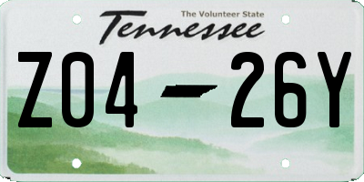 TN license plate Z0426Y