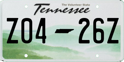 TN license plate Z0426Z