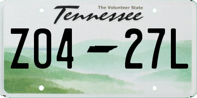 TN license plate Z0427L