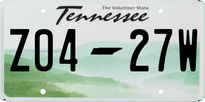 TN license plate Z0427W