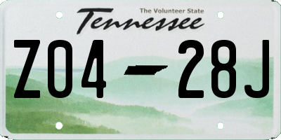 TN license plate Z0428J