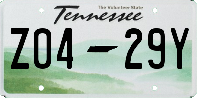 TN license plate Z0429Y