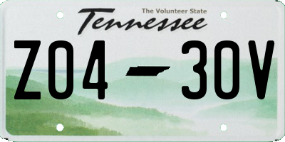 TN license plate Z0430V