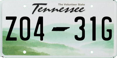 TN license plate Z0431G