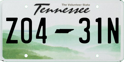 TN license plate Z0431N