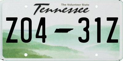 TN license plate Z0431Z