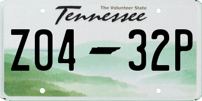 TN license plate Z0432P