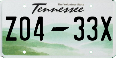 TN license plate Z0433X