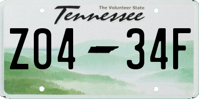 TN license plate Z0434F