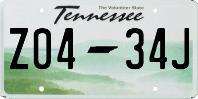 TN license plate Z0434J