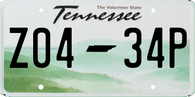 TN license plate Z0434P