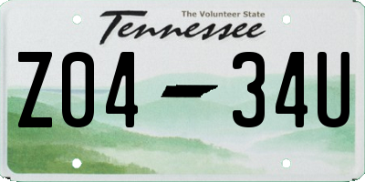 TN license plate Z0434U