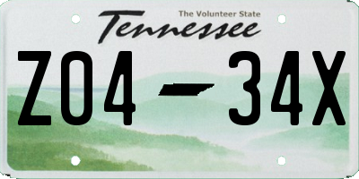 TN license plate Z0434X