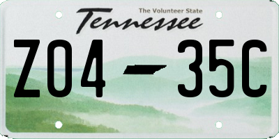 TN license plate Z0435C