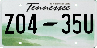 TN license plate Z0435U