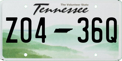 TN license plate Z0436Q