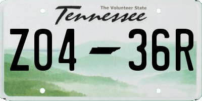 TN license plate Z0436R