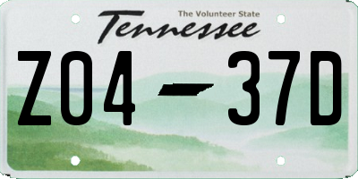 TN license plate Z0437D