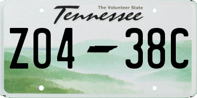 TN license plate Z0438C