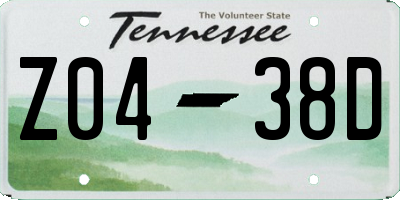 TN license plate Z0438D