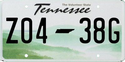 TN license plate Z0438G