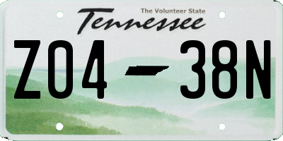 TN license plate Z0438N