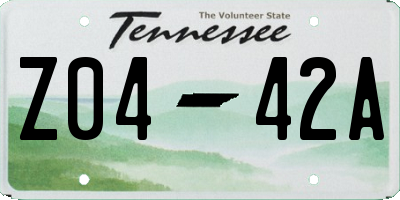 TN license plate Z0442A