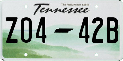 TN license plate Z0442B